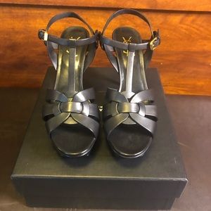 Saint Laurent Tribute 75 Leather platform Sandals